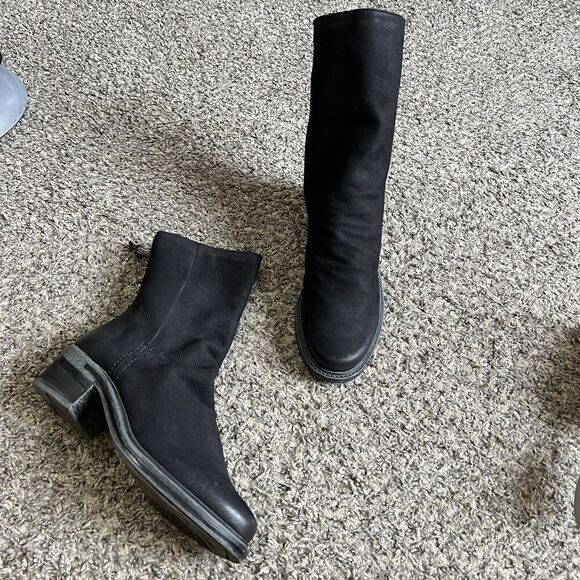 OTBT Fernweh Black Soft Leather Slouchy Mid Calf Boots 7.5 Grunge Zip New READ - Picture 3 of 9